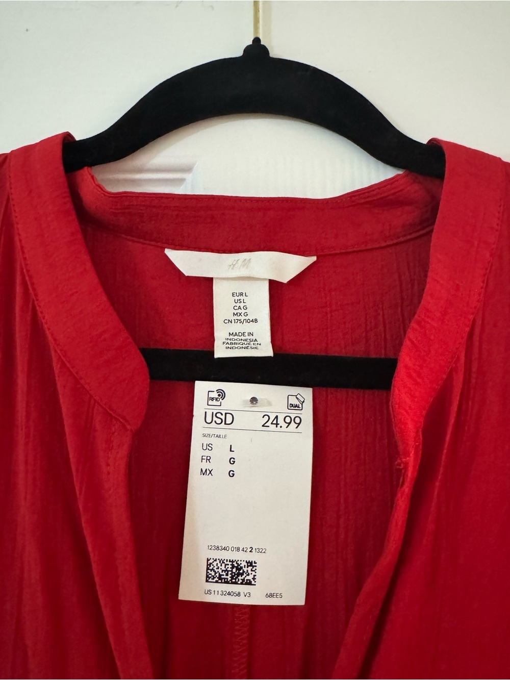 Red Button-Front Tiered Tunic Dress - Picture 2 of 3